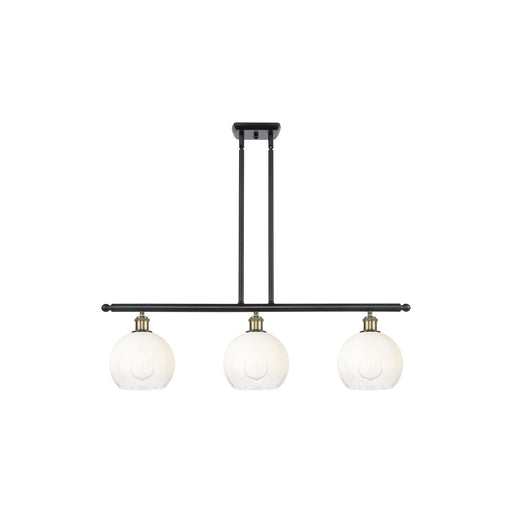 Innovations Brookhaven Globe 36in 3-Light Island Light | Industrial Black Antique Brass and Opal Glass | Kitchen Island | Model 516-3I-BAB-G483-8OP