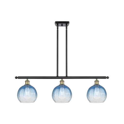 Innovations Brookhaven Globe 36in 3-Light Island Light | Industrial Black Antique Brass and Sapphire Blue Glass | Kitchen | Model 516-3I-BAB-G483-8SB