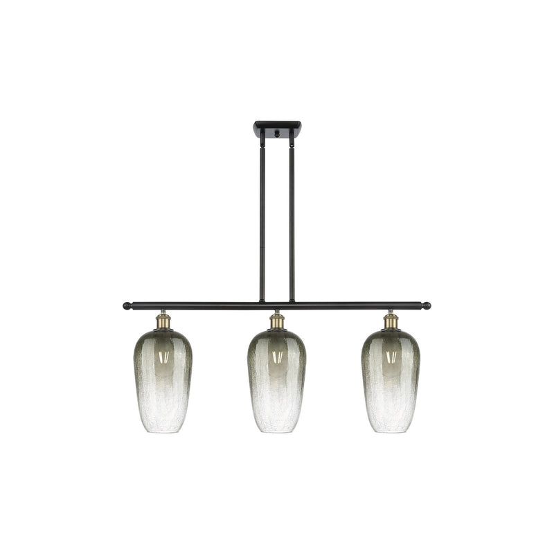 Innovations Brookhaven Flute 36in 3-Light Island Light | Industrial Black Antique Brass and Slate Glass | Kitchen Island | Model 516-3I-BAB-G484-7SL