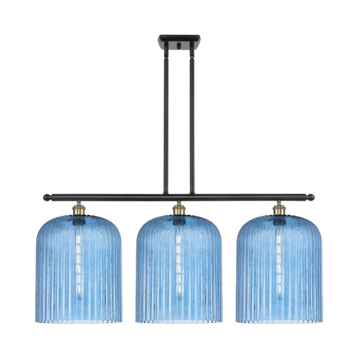 Innovations Bridal Veil 36in 3-Light Island Light | Art Nouveau Black Antique Brass and Princess Blue Glass | Kitchen | Model 516-3I-BAB-G559-12BL
