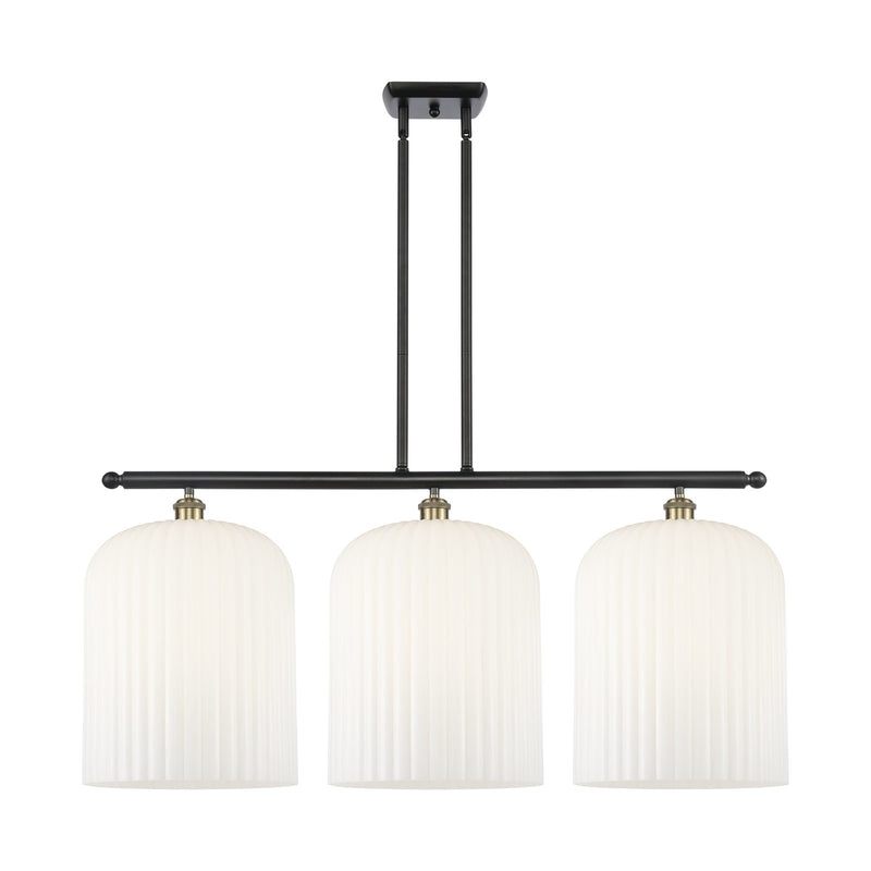 Innovations Bridal Veil 36in 3-Light Island Light | Art Nouveau Black Antique Brass and Gloss White Glass | Kitchen | Model 516-3I-BAB-G559-12GWH