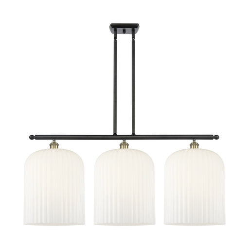 Innovations Bridal Veil 36in 3-Light Island Light | Art Nouveau Black Antique Brass and Gloss White Glass | Kitchen | Model 516-3I-BAB-G559-12GWH