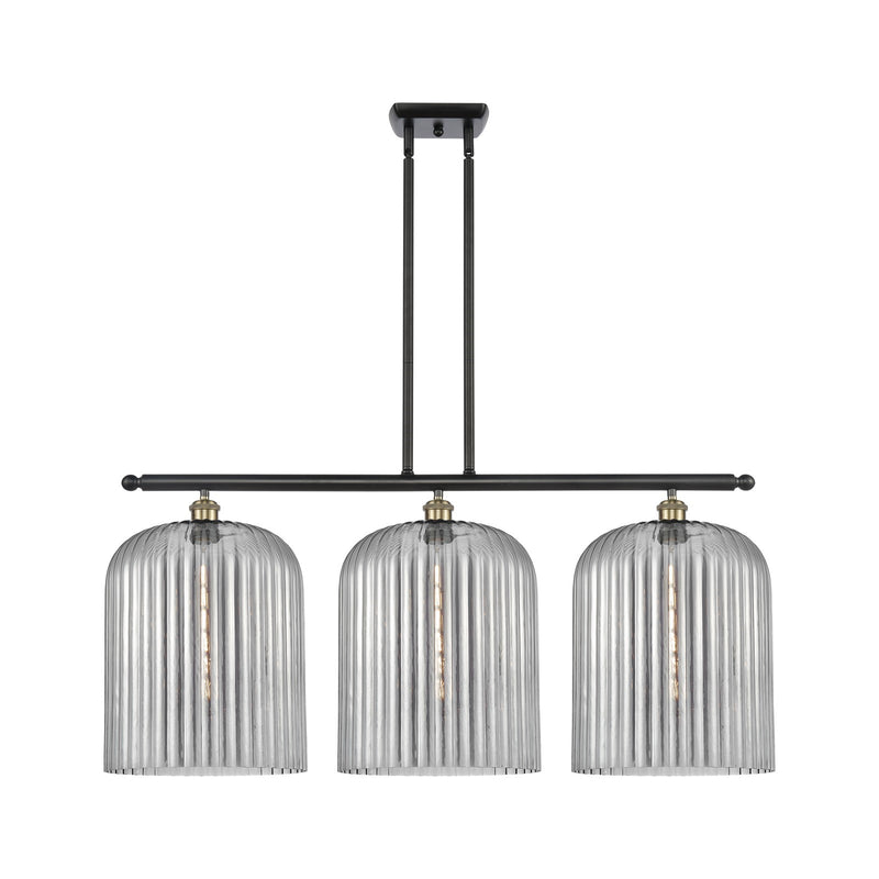 Innovations Bridal Veil 36in 3-Light Island Light | Art Nouveau Black Antique Brass and Light Smoke Glass | Kitchen | Model 516-3I-BAB-G559-12SM