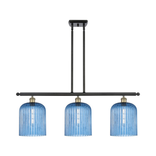 Innovations Bridal Veil 36in 3-Light Island Light | Art Nouveau Black Antique Brass and Princess Blue Glass | Kitchen | Model 516-3I-BAB-G559-8BL