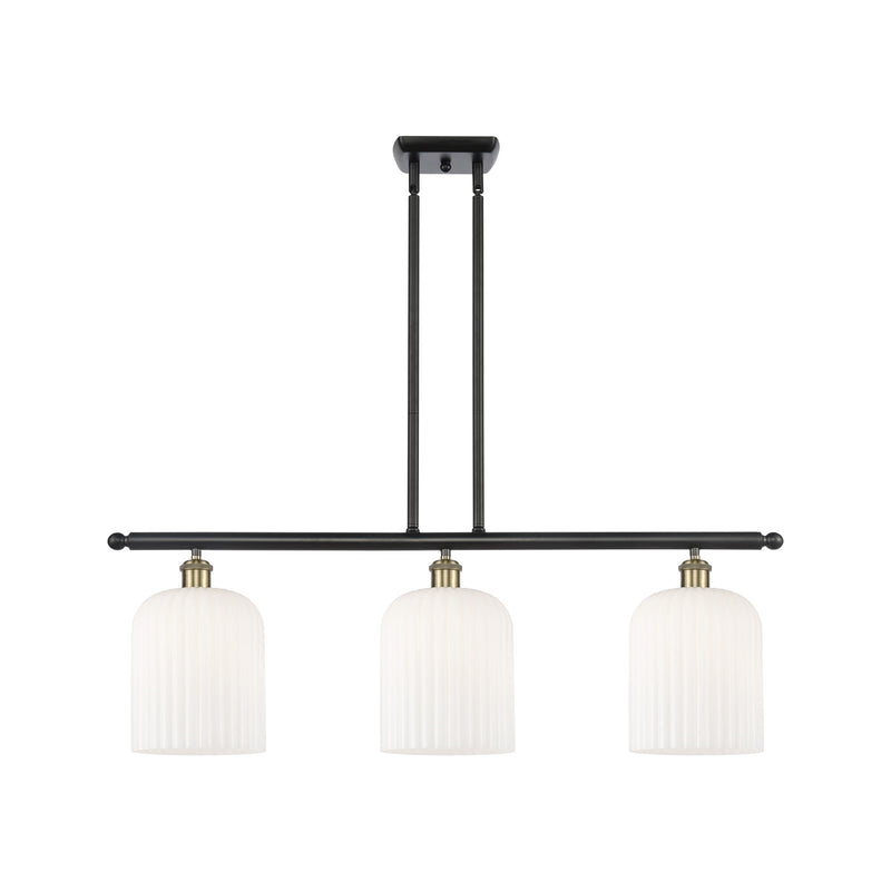 Innovations Bridal Veil 36in 3-Light Island Light | Art Nouveau Black Antique Brass and Gloss White Glass | Kitchen | Model 516-3I-BAB-G559-8GWH