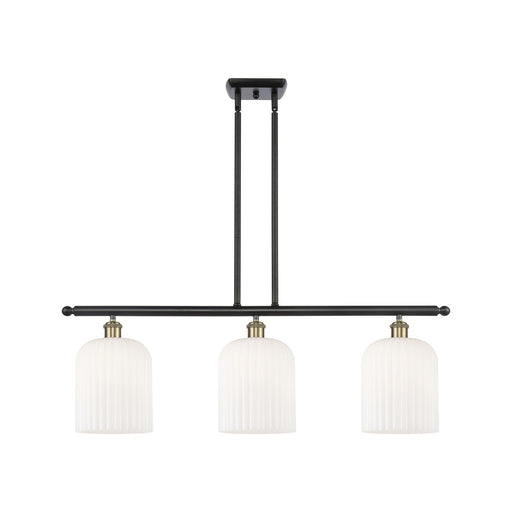 Innovations Bridal Veil 36in 3-Light Island Light | Art Nouveau Black Antique Brass and Gloss White Glass | Kitchen | Model 516-3I-BAB-G559-8GWH