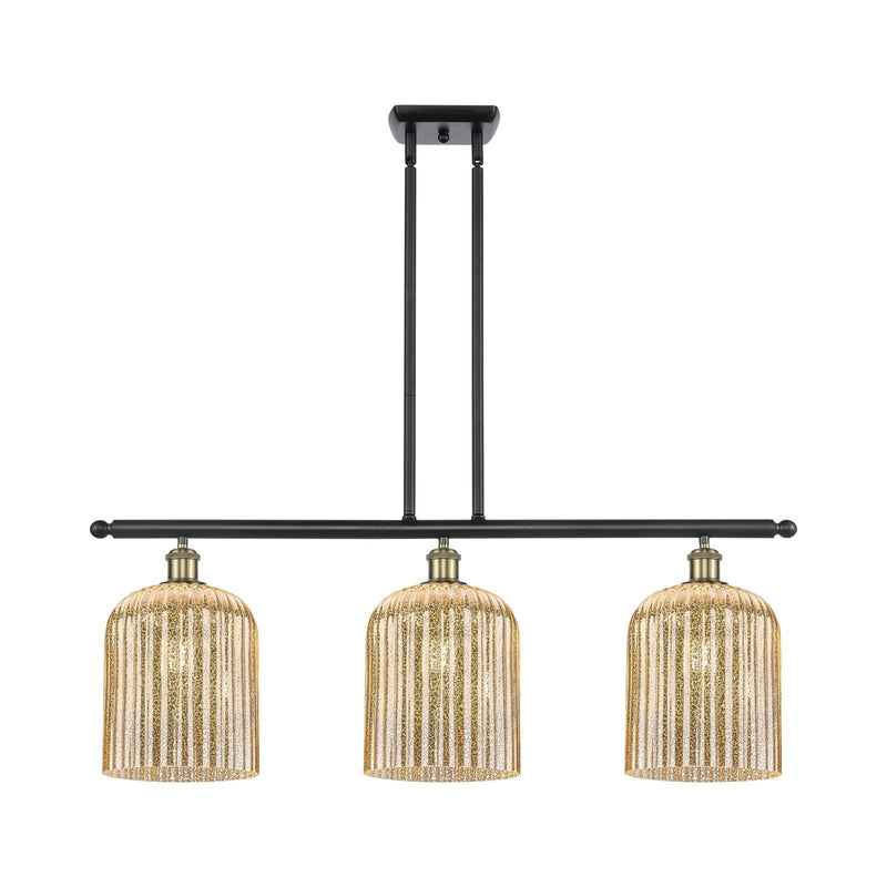 Innovations Bridal Veil 36in 3-Light Island Light | Art Nouveau Black Antique Brass and Mercury Glass | Kitchen Island | Model 516-3I-BAB-G559-8ME