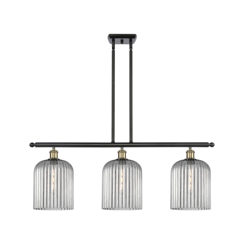 Innovations Bridal Veil 36in 3-Light Island Light | Art Nouveau Black Antique Brass and Light Smoke Glass | Kitchen | Model 516-3I-BAB-G559-8SM