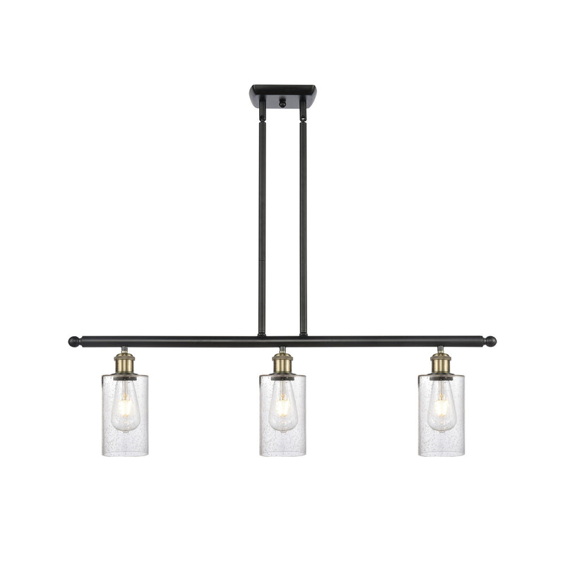 Innovations Clymer 36in 3-Light Island Light | Transitional Black Antique Brass and Seedy Glass | Kitchen Island & Dining | Model 516-3I-BAB-G804