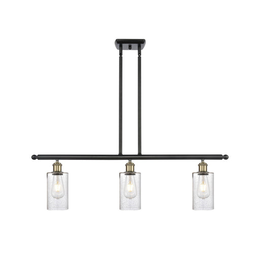 Innovations Clymer 36in 3-Light Island Light | Transitional Black Antique Brass and Seedy Glass | Kitchen Island & Dining | Model 516-3I-BAB-G804