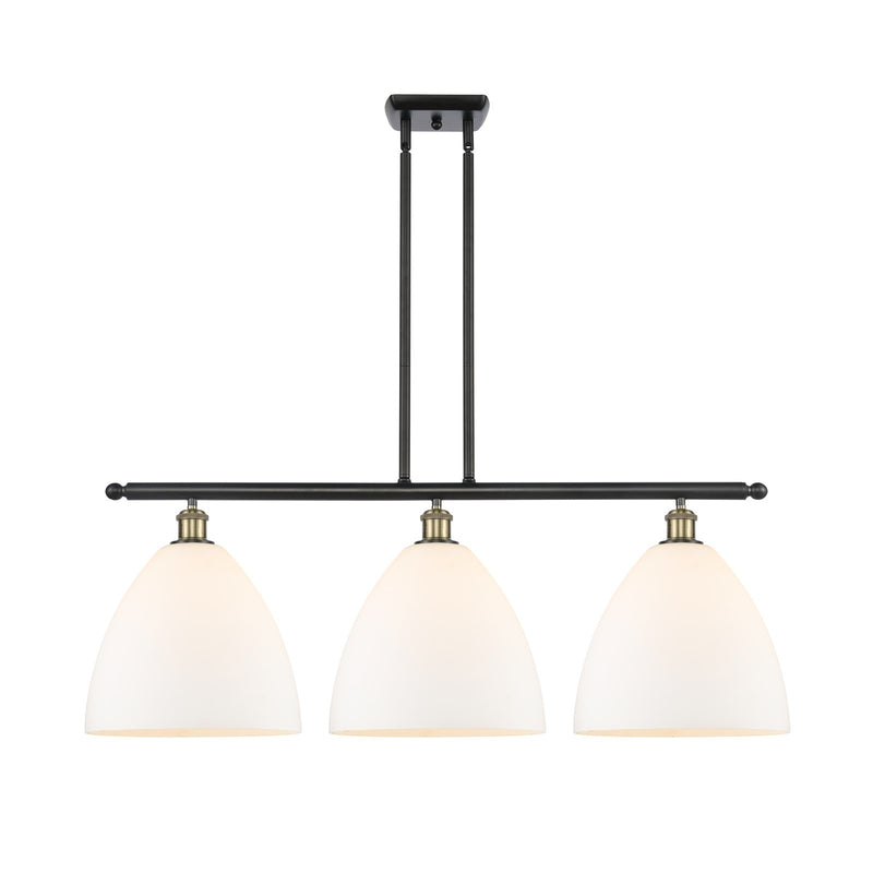 Innovations Bristol 38.5in 3-Light Island Light | Industrial Black Antique Brass and Matte White Glass | Kitchen Island | Model 516-3I-BAB-GBD-121