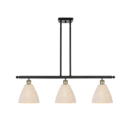 Innovations Bristol Natural 36in 3-Light Island Pendant | Farmhouse Black Antique Brass and Natural Fiber Dome Shade | Model 516-3I-BAB-NBD-75-NAT