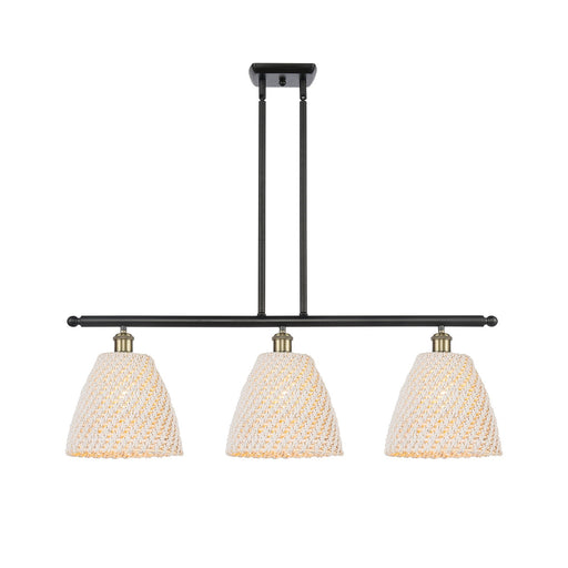 Innovations Bristol Natural 36in 3-Light Island Pendant | Industrial Black Antique Brass and Natural Fiber Dome Shade | Model 516-3I-BAB-NBD-9-NAT