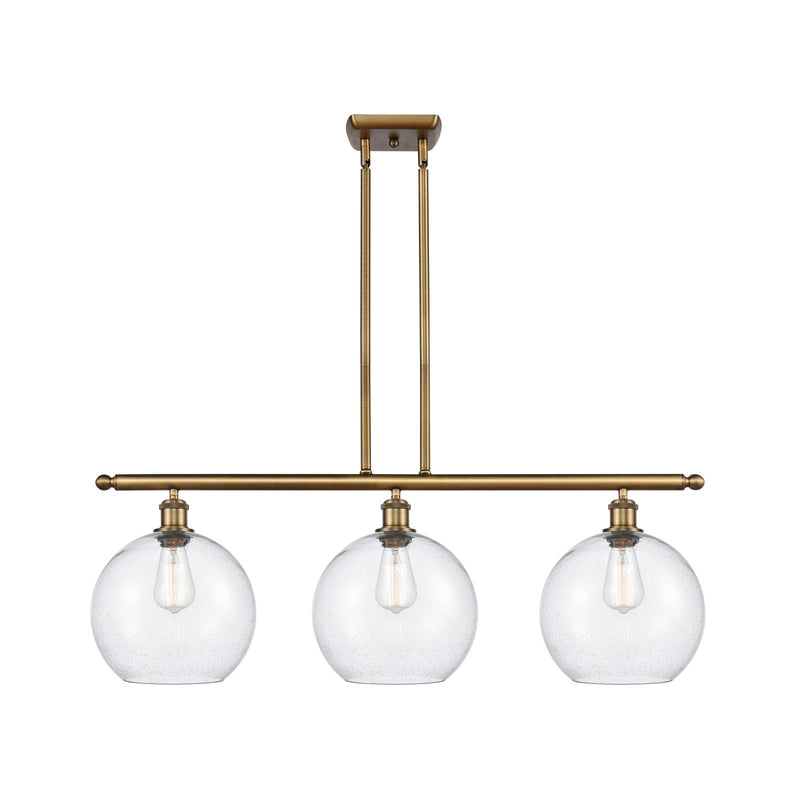 Innovations Athens 36.5in 3-Light Island | Brushed Brass and Seedy Glass | Kitchen Island & Dining Room | 36.5 x 12.5 in | Model 516-3I-BB-G124-10