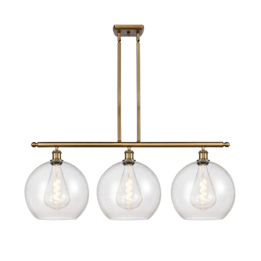 Innovations Athens 38.25in 3-Light Island | Brushed Brass and Seedy Glass | Kitchen Island & Dining Room | 38.25 x 14.12 in | Model 516-3I-BB-G124-12