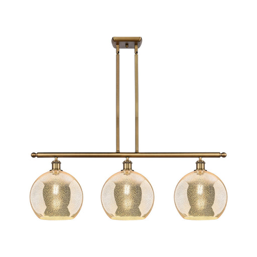 Innovations Athens 36.5in 3-Light Island | Brushed Brass and Mercury Glass | Kitchen Island & Dining Room | 36.5 x 12.5 in | Model 516-3I-BB-G128-10
