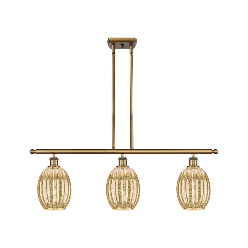 Innovations Preston Bulb 36in 3-Light Island Light | Industrial Brushed Brass and Mercury Glass | Kitchen Island & Dining | Model 516-3I-BB-G459-6ME