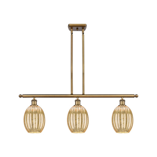 Innovations Preston Bulb 36in 3-Light Island Light | Industrial Brushed Brass and Mercury Glass | Kitchen Island & Dining | Model 516-3I-BB-G459-6ME
