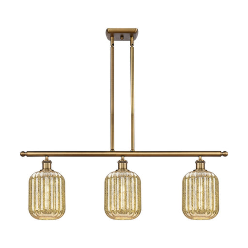 Innovations Preston Cylinder 36in 3-Light Island Light | Industrial Brushed Brass and Mercury Glass | Kitchen Island | Model 516-3I-BB-G460-7ME