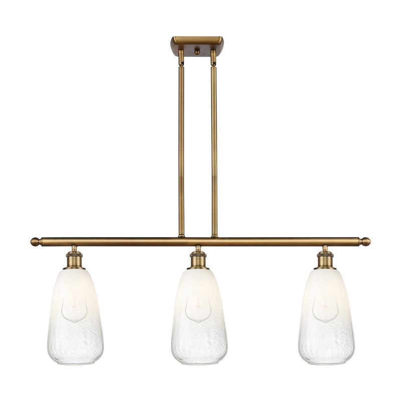 Innovations Brookhaven Almond 36in 3-Light Island Light | Industrial Brushed Brass and Opal Glass | Kitchen Island | Model 516-3I-BB-G480-6OP