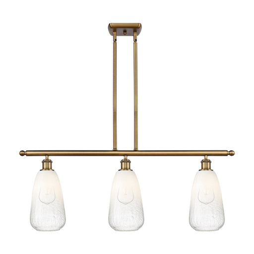 Innovations Brookhaven Almond 36in 3-Light Island Light | Industrial Brushed Brass and Opal Glass | Kitchen Island | Model 516-3I-BB-G480-6OP