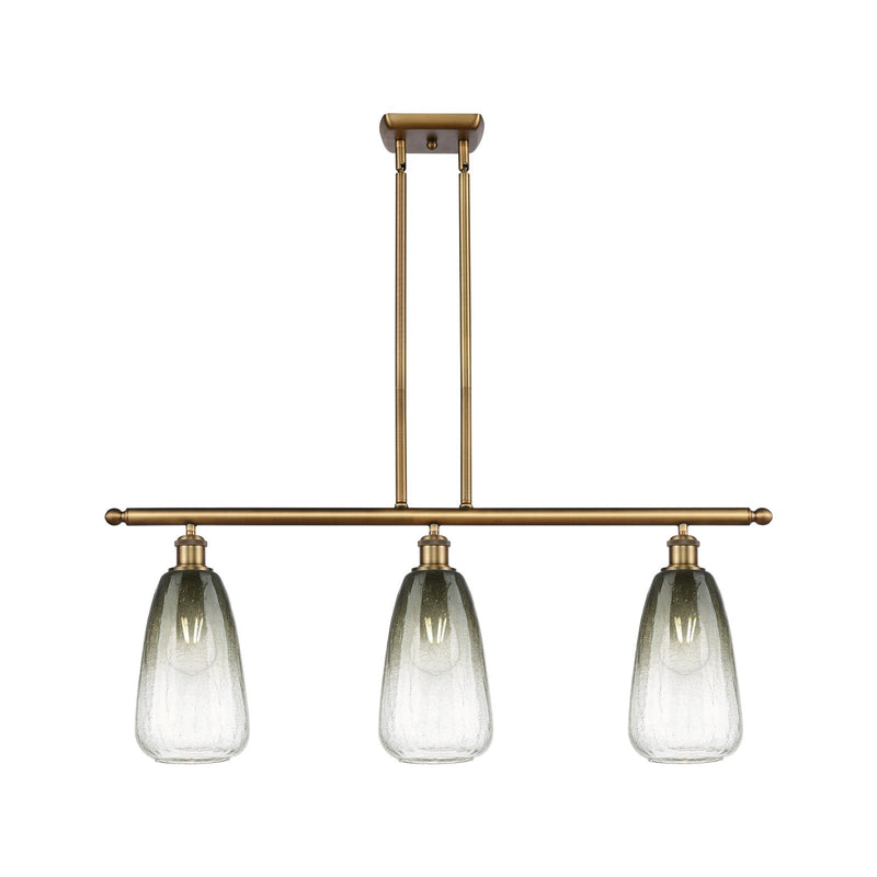 Innovations Brookhaven Almond 36in 3-Light Island Light | Industrial Brushed Brass and Slate Glass | Kitchen Island | Model 516-3I-BB-G480-6SL