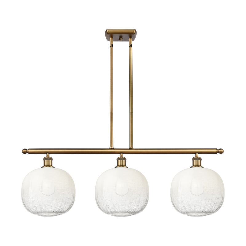 Innovations Brookhaven Sphere 37in 3-Light Island Light | Industrial Brushed Brass and Opal Glass | Kitchen Island | Model 516-3I-BB-G481-10OP