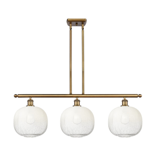 Innovations Brookhaven Sphere 37in 3-Light Island Light | Industrial Brushed Brass and Opal Glass | Kitchen Island | Model 516-3I-BB-G481-10OP
