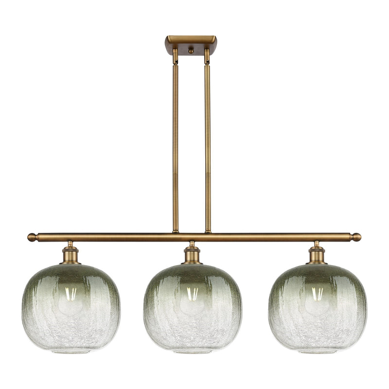 Innovations Brookhaven Sphere 37in 3-Light Island Light | Industrial Brushed Brass and Slate Glass | Kitchen Island | Model 516-3I-BB-G481-10SL