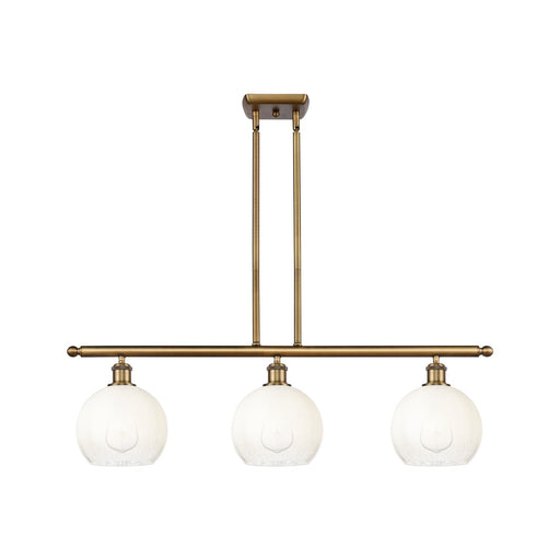 Innovations Brookhaven Globe 36in 3-Light Island Light | Industrial Brushed Brass and Opal Glass | Kitchen Island & Dining | Model 516-3I-BB-G483-8OP