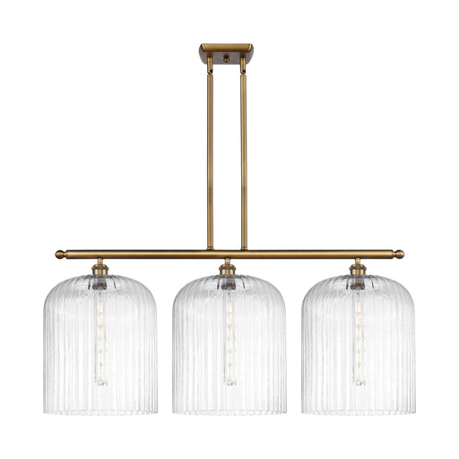 Innovations Bridal Veil 36in 3-Light Island Light | Art Nouveau Brushed Brass and Clear Glass | Kitchen Island & Dining | Model 516-3I-BB-G559-12CL