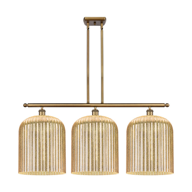 Innovations Bridal Veil 36in 3-Light Island Light | Art Nouveau Brushed Brass and Mercury Glass | Kitchen Island & Dining | Model 516-3I-BB-G559-12ME
