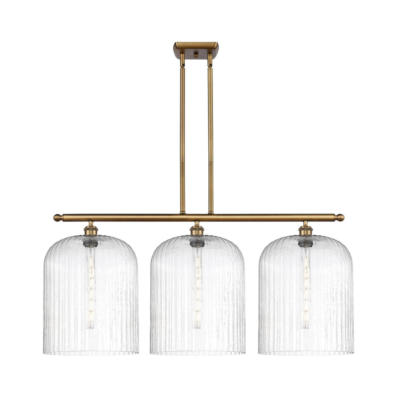 Innovations Bridal Veil 36in 3-Light Island Light | Art Nouveau Brushed Brass and Seedy Glass | Kitchen Island & Dining | Model 516-3I-BB-G559-12SDY