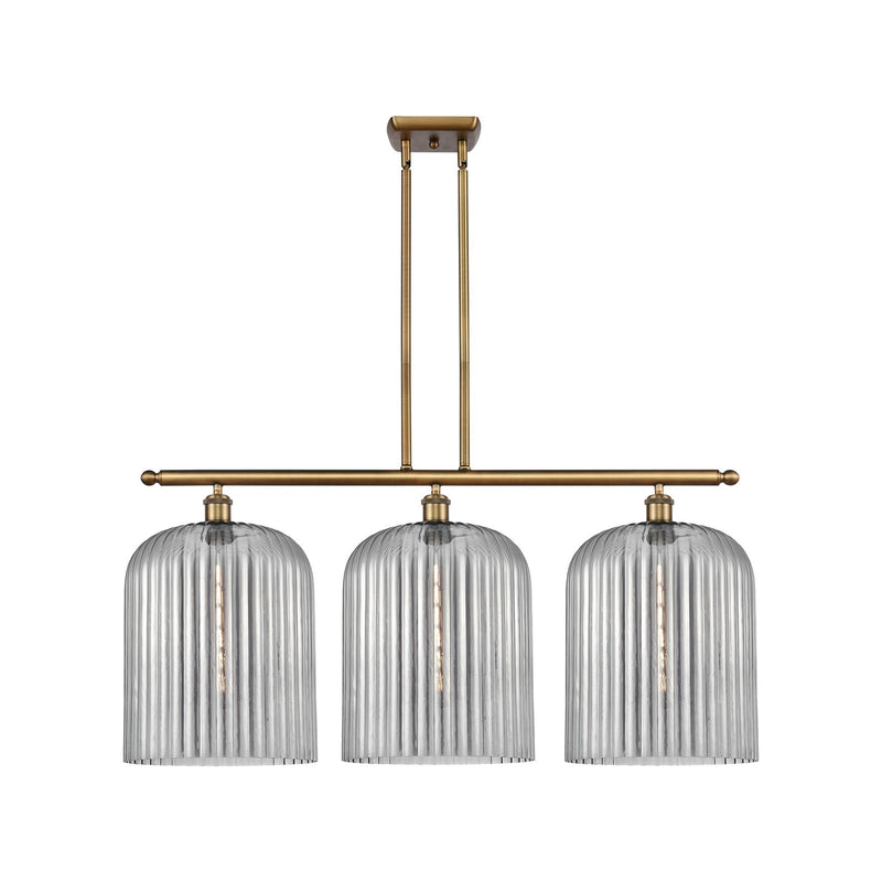 Innovations Bridal Veil 36in 3-Light Island Light | Art Nouveau Brushed Brass and Light Smoke Glass | Kitchen Island | Model 516-3I-BB-G559-12SM