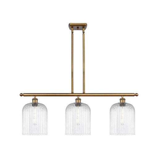 Innovations Bridal Veil 36in 3-Light Island Light | Art Nouveau Brushed Brass and Clear Glass | Kitchen Island & Dining | Model 516-3I-BB-G559-8CL
