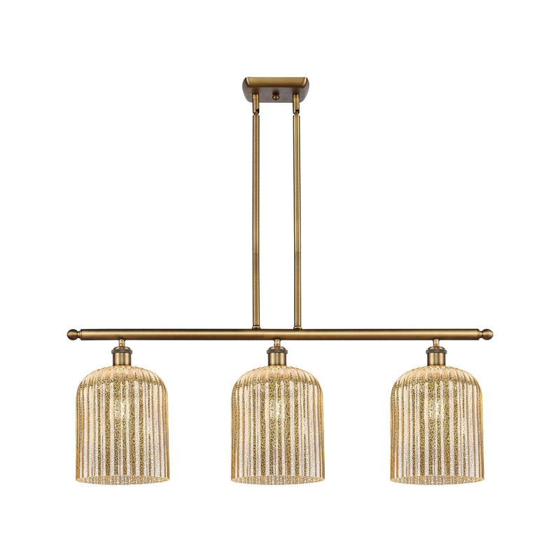 Innovations Bridal Veil 36in 3-Light Island Light | Art Nouveau Brushed Brass and Mercury Glass | Kitchen Island & Dining | Model 516-3I-BB-G559-8ME