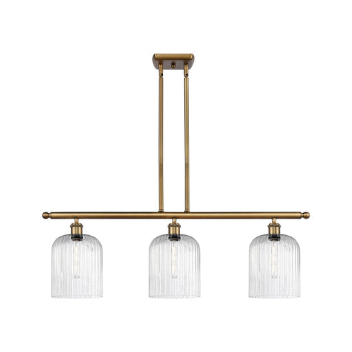 Innovations Bridal Veil 36in 3-Light Island Light | Art Nouveau Brushed Brass and Seedy Glass | Kitchen Island & Dining | Model 516-3I-BB-G559-8SDY