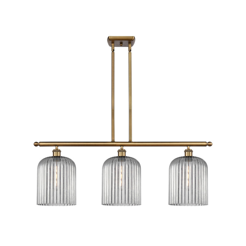 Innovations Bridal Veil 36in 3-Light Island Light | Art Nouveau Brushed Brass and Light Smoke Glass | Kitchen Island | Model 516-3I-BB-G559-8SM