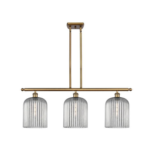 Innovations Bridal Veil 36in 3-Light Island Light | Art Nouveau Brushed Brass and Light Smoke Glass | Kitchen Island | Model 516-3I-BB-G559-8SM