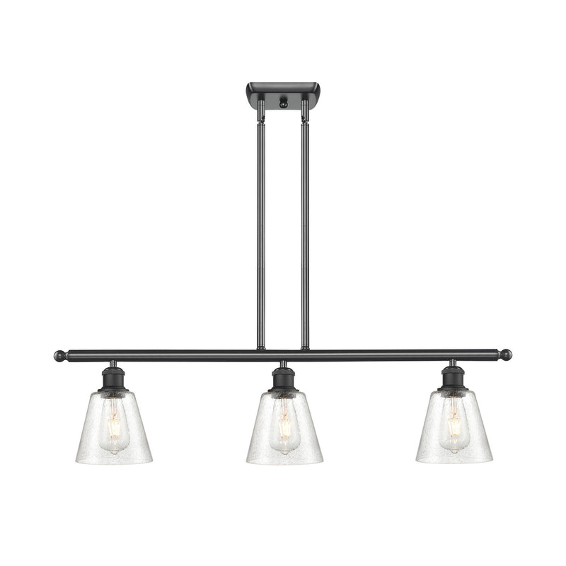 Innovations Caton 36in 3-Light Island Light | Industrial Matte Black and Frosted Glass | Kitchen Island & Dining Room | Model 516-3I-BK-G454