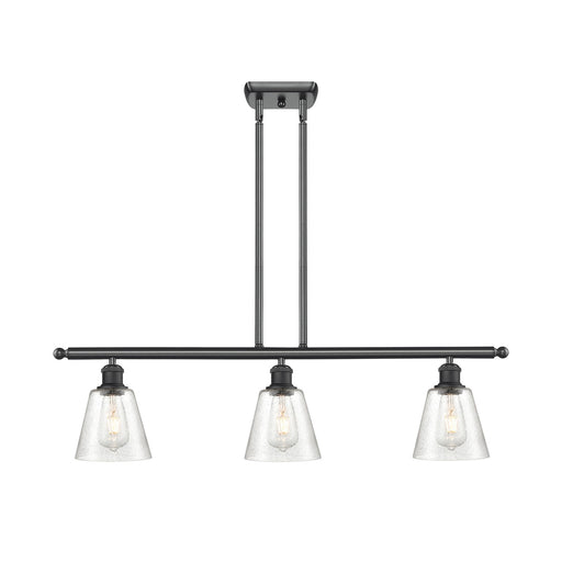 Innovations Caton 36in 3-Light Island Light | Industrial Matte Black and Frosted Glass | Kitchen Island & Dining Room | Model 516-3I-BK-G454
