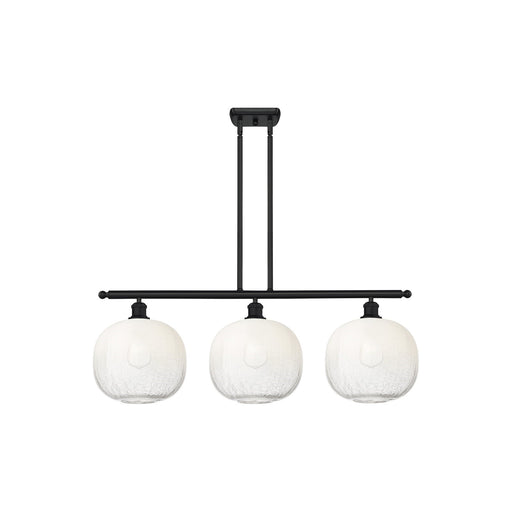 Innovations Brookhaven Sphere 37in 3-Light Island Light | Industrial Matte Black and Opal Glass | Kitchen Island & Dining | Model 516-3I-BK-G481-10OP