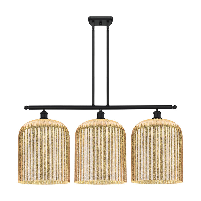 Innovations Bridal Veil 36in 3-Light Island Light | Art Nouveau Matte Black and Mercury Glass | Kitchen Island & Dining | Model 516-3I-BK-G559-12ME