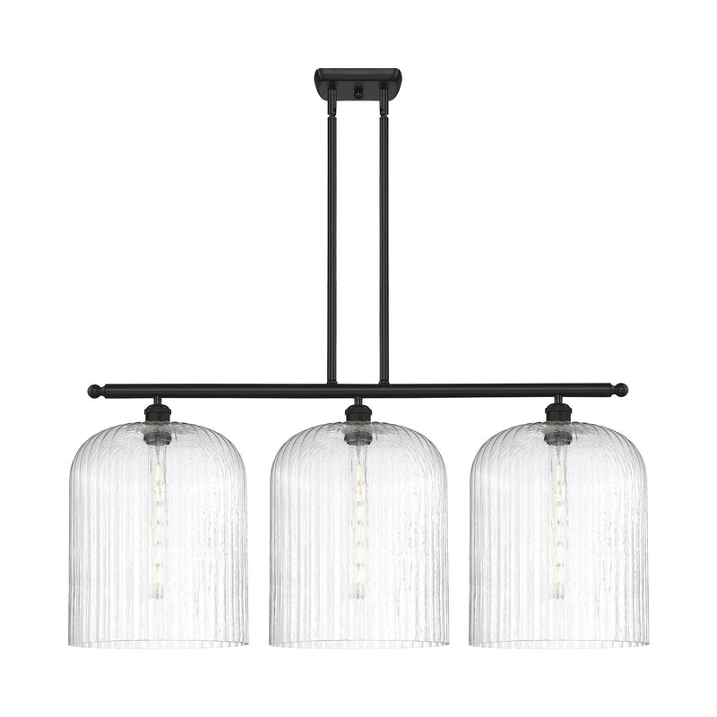 Innovations Bridal Veil 36in 3-Light Island Light | Art Nouveau Matte Black and Seedy Glass | Kitchen Island & Dining | Model 516-3I-BK-G559-12SDY