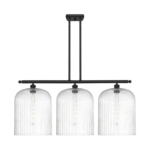 Innovations Bridal Veil 36in 3-Light Island Light | Art Nouveau Matte Black and Seedy Glass | Kitchen Island & Dining | Model 516-3I-BK-G559-12SDY