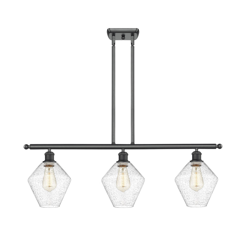 Innovations Ballston Cindyrella 36in 3-Light Island Pendant | Nautical Transitional Matte Black Steel and Seedy Glass | Kitchen | Model 516-3I-BK-G654-8
