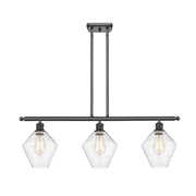Innovations Ballston Cindyrella 36in 3-Light LED Island | Nautical Transitional Matte Black Steel and Seedy Glass | Kitchen | Model 516-3I-BK-G654-8-LED