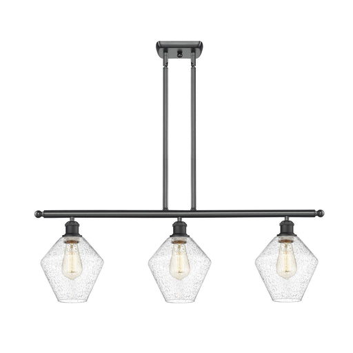 Innovations Ballston Cindyrella 36in 3-Light LED Island | Nautical Transitional Matte Black Steel and Seedy Glass | Kitchen | Model 516-3I-BK-G654-8-LED