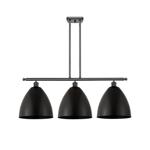 Innovations Bristol 39in 3-Light Island Light | Industrial Matte Black Steel and Cast Brass with Matte Black Metal Shade | Model 516-3I-BK-MBD-12-BK