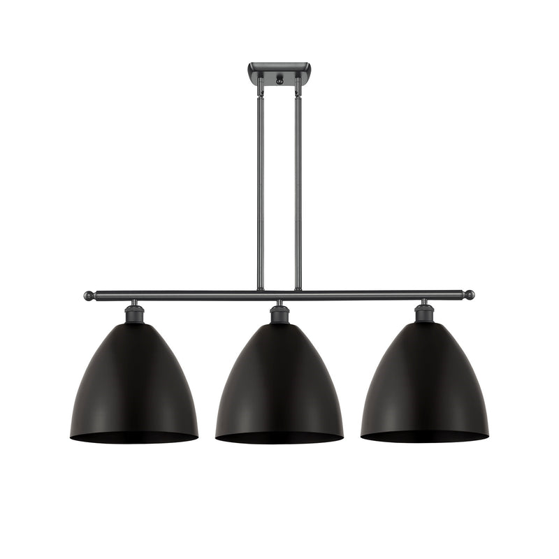Innovations Bristol 38.5in 3-Light Island Light | Industrial Farmhouse Matte Black Steel and Matte Black Metal Shade | Model 516-3I-BK-MBD-12-BK-LED